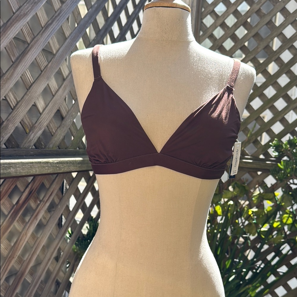 Gap Body Brown Bralette-Triangle. Adjustable Straps, Stretch. Soft. LARGE. NWT